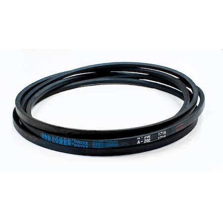 D&D A202 Classical V-Belt, 204 in Outside Length, 1/2 in Top Width, 1 Ribs A202